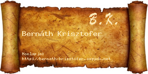 Bernáth Krisztofer névjegykártya